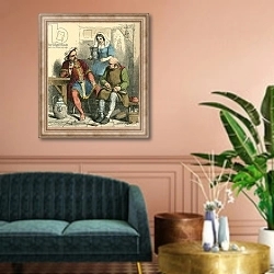 «The king drinking with the Cobbler» в интерьере классической гостиной над диваном