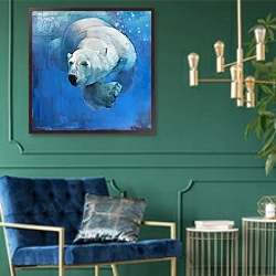«Deep Blue, 2016,» в интерьере в классическом стиле с зеленой стеной