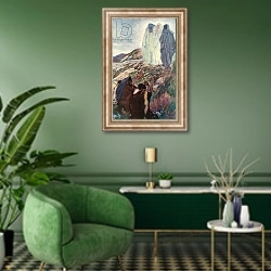 «The Transfiguration 4» в интерьере гостиной в зеленых тонах