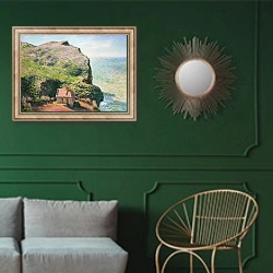 «Таможня» в интерьере классической гостиной с зеленой стеной над диваном