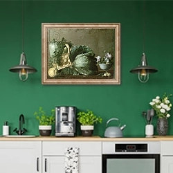 «Still Life 25» в интерьере кухни с зелеными стенами
