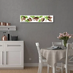 «Панорамное изображение какао-бобов на белом фоне» в интерьере современной кухни