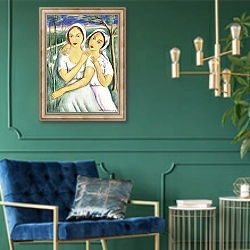 «Two Girls» в интерьере в классическом стиле с зеленой стеной