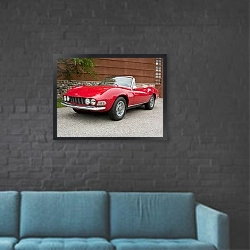 «Fiat Dino Spider '1966–72 дизайн Pininfarina» в интерьере в стиле лофт с черной кирпичной стеной