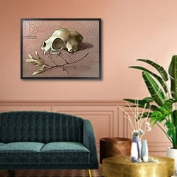«Skull and Seedpod» в интерьере классической гостиной над диваном