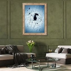 «Человек дождя» в интерьере гостиной в оливковых тонах