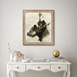 «Dead Partridge Hanging from a Nail» в интерьере в классическом стиле над столом