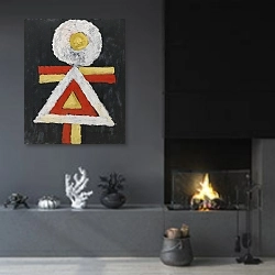 «Geometric Figure» в интерьере гостиной в стиле минимализм с камином