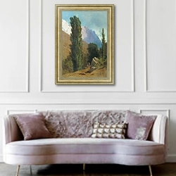 «Крымский пейзаж» в интерьере гостиной в классическом стиле над диваном