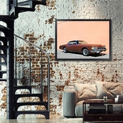 «Buick Riviera GS Stage-I 455 '1973» в интерьере двухярусной гостиной в стиле лофт с кирпичной стеной