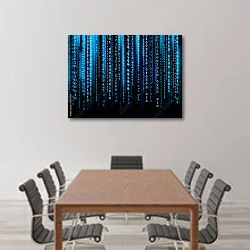 «Компьютерный код» в интерьере конференц-зала над столом для переговоров