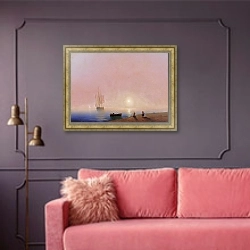 «Прощание» в интерьере гостиной с розовым диваном