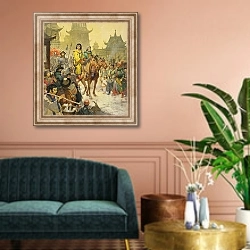 «Marco Polo in Peking» в интерьере классической гостиной над диваном
