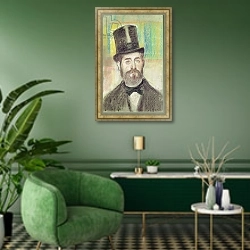 «Man in an Opera Hat» в интерьере гостиной в зеленых тонах