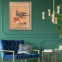 «Harpers Weekly» в интерьере в классическом стиле с зеленой стеной
