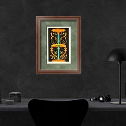 «Pompeian Ornament II» в интерьере кабинета в черных цветах над столом