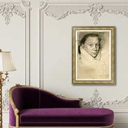 «PD.22-1978 Elizabeth de Valois, c.1880» в интерьере в классическом стиле над банкеткой