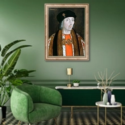 «'Henry VII '» в интерьере гостиной в зеленых тонах