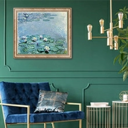 «Water Lilies» в интерьере в классическом стиле с зеленой стеной