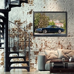 «Ferrari 500 Superfast '1964–66 дизайн Pininfarina» в интерьере двухярусной гостиной в стиле лофт с кирпичной стеной
