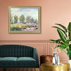 «Луг в Би» в интерьере классической гостиной над диваном