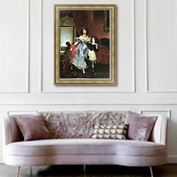 «Портрет Самойловой с воспитанницей Джованиной Пачини и арапчонком» в интерьере гостиной в классическом стиле над диваном