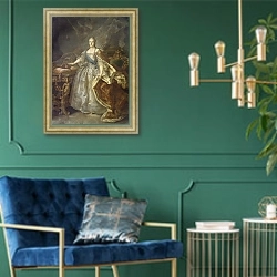 «Портрет Екатерины II 7» в интерьере в классическом стиле с зеленой стеной