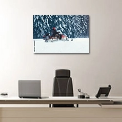 «На снегоходе через снега» в интерьере кабинета директора над офисным креслом