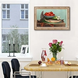 «Trout, Grouse, Tomatoes» в интерьере кухни рядом с окном