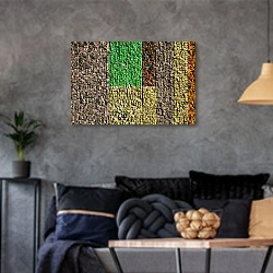 «Цветной мозаичный фон керамической плитки» в интерьере гостиной в стиле лофт в серых тонах