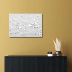 «Белая абстракция мазками» в интерьере в стиле минимализм над комодом