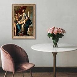 «Madonna with the Long Neck, 1534-40» в интерьере в классическом стиле над креслом