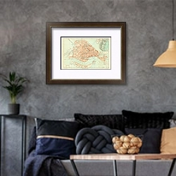 «Карта проливов Босфор и Дарданеллы, конец 19 в. 1» в интерьере гостиной в стиле лофт в серых тонах