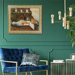 «Буфет» в интерьере в классическом стиле с зеленой стеной