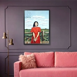 «The Auction Block, 2000» в интерьере гостиной с розовым диваном