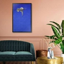 «The Corkscrew Stoop; Peregrine Falcon» в интерьере зеленой гостиной над диваном