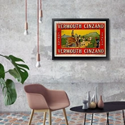 «Poster advertising 'Vermouth Cinzano', Torino» в интерьере в стиле лофт с бетонной стеной