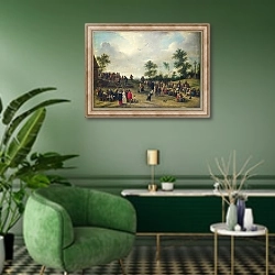 «Сельский праздник под антверпеном» в интерьере гостиной в зеленых тонах