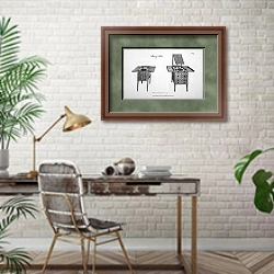 «Бритвенные столики» в интерьере кабинета с кирпичными стенами над столом