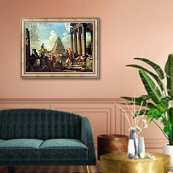 «Alexander III the Great before the Tomb of Achilles» в интерьере классической гостиной над диваном