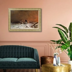 «The Debacle» в интерьере классической гостиной над диваном