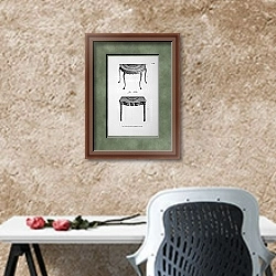 «Столики для проёмов между окнами» в интерьере кабинета с песочной стеной над столом