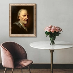 «Portrait of an Old Man 1» в интерьере в классическом стиле над креслом