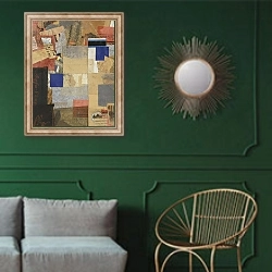 «Fernspr. MZ 26,53, 1926» в интерьере классической гостиной с зеленой стеной над диваном