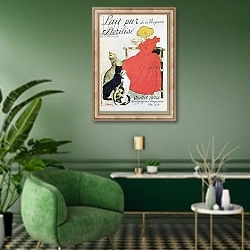 «Poster advertising 'Pure Sterilised Milk from La Vingeanne'» в интерьере гостиной в зеленых тонах