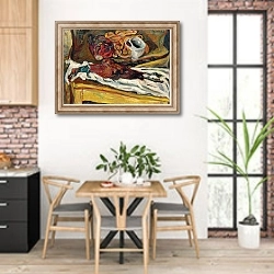 «Pheasant with Cabbage; Le faisan au chou, 1926-1927» в интерьере кухни с кирпичными стенами над столом
