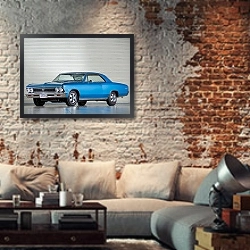 «Chevrolet Chevelle SS 396 '1966» в интерьере гостиной в стиле лофт с кирпичной стеной