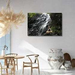 «Спокойствие и йога у водопада» в интерьере столовой в этническом стиле