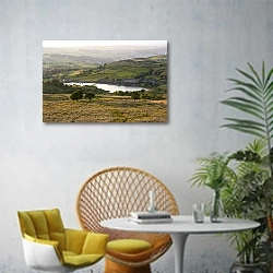 «Англия.  Национальный парк  Йоркшир-Дейлз» в интерьере современной гостиной с желтым креслом