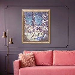 «The Four Seasons: Winter, c.1919» в интерьере гостиной с розовым диваном